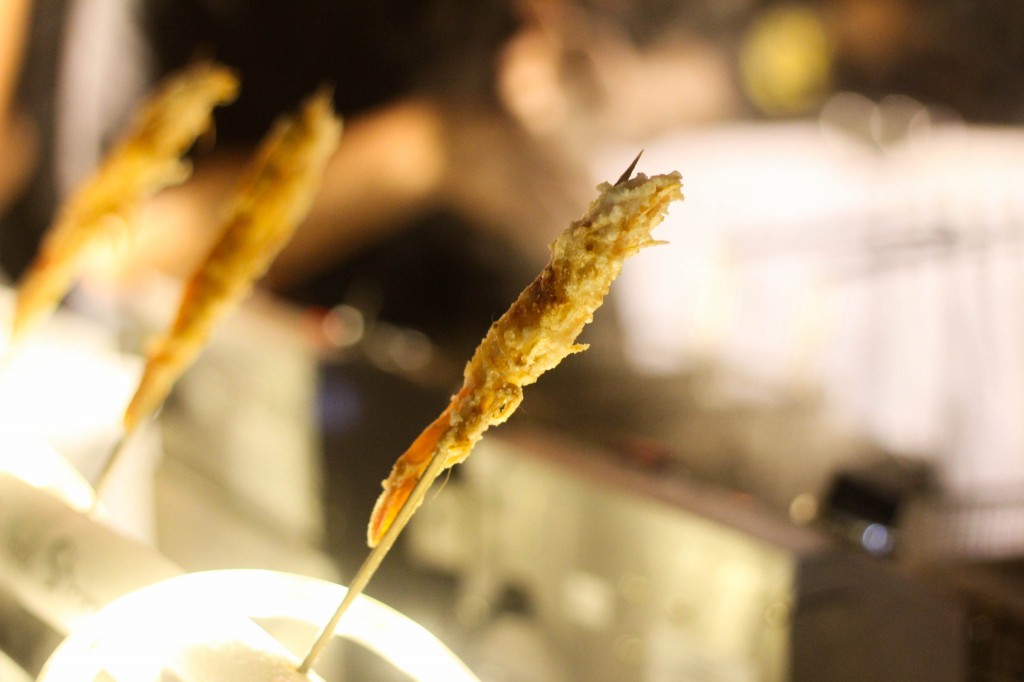 Fried soft-shell shrimp from a Japanese stand