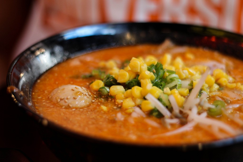 Spicy Miso Ramen topped with extra corn